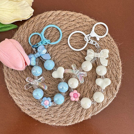 **"Trendy Beaded Keychain – Candy-Colored Bow Charm, Aesthetic & Cute Accessory"**